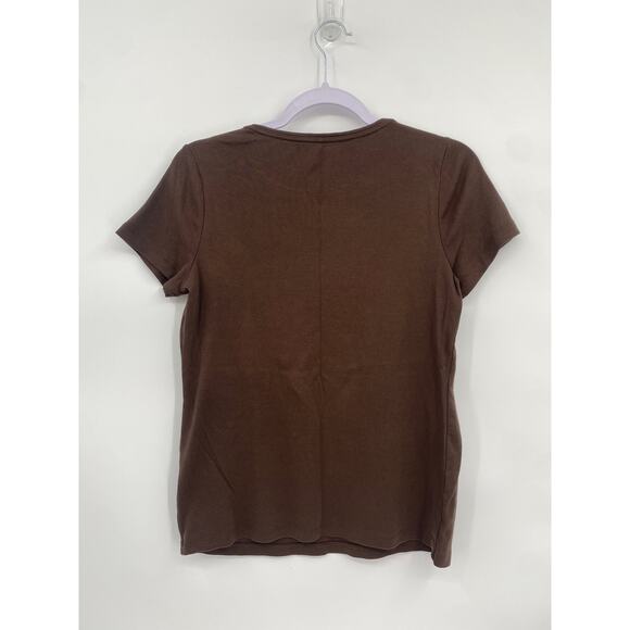 St. John's Bay Choc Lit 100% Melanin Brown T-shirt Rhinestones size Medium - Picture 4 of 5